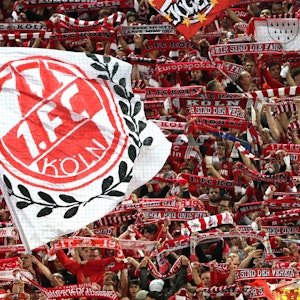 Die Fans des 1. FC Köln beim Conference-League-Heimspiel gegen Slovacko.