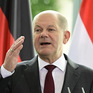 Bundeskanzler Olaf Scholz bei einer Pressekonferenz am 4. Oktober 2022 in Berlin.