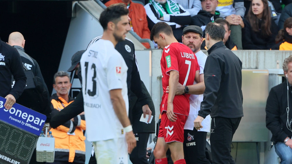 Dejan Ljubicic wurde beim 2:5 des 1. FC Köln in Mönchengladbach am Sonntag (9. Oktober 2022) verletzt ausgewechselt.