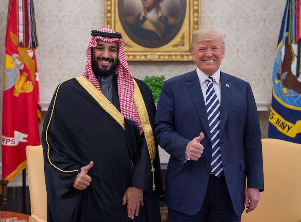 US-Präsident Donald Trump (r) empfängt den saudischen Kronprinzen Mohammed bin Salman im Weißen Haus.