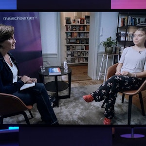 Sandra Maischberger (l.) mit Greta Thunberg beim ARD-Interview.