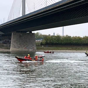 Mehrere Boote fahren über den Rhein.