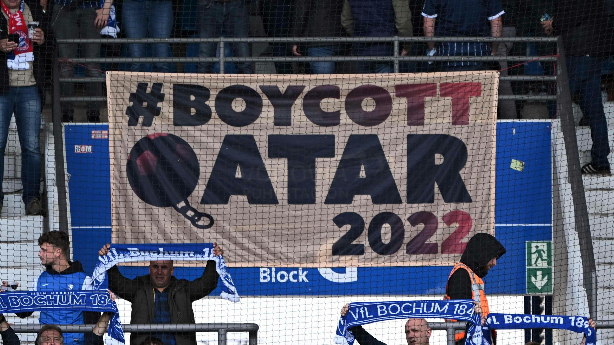 Ein Banner mit der eindeutigen Botschaft: „Boycott Qatar 2022“.