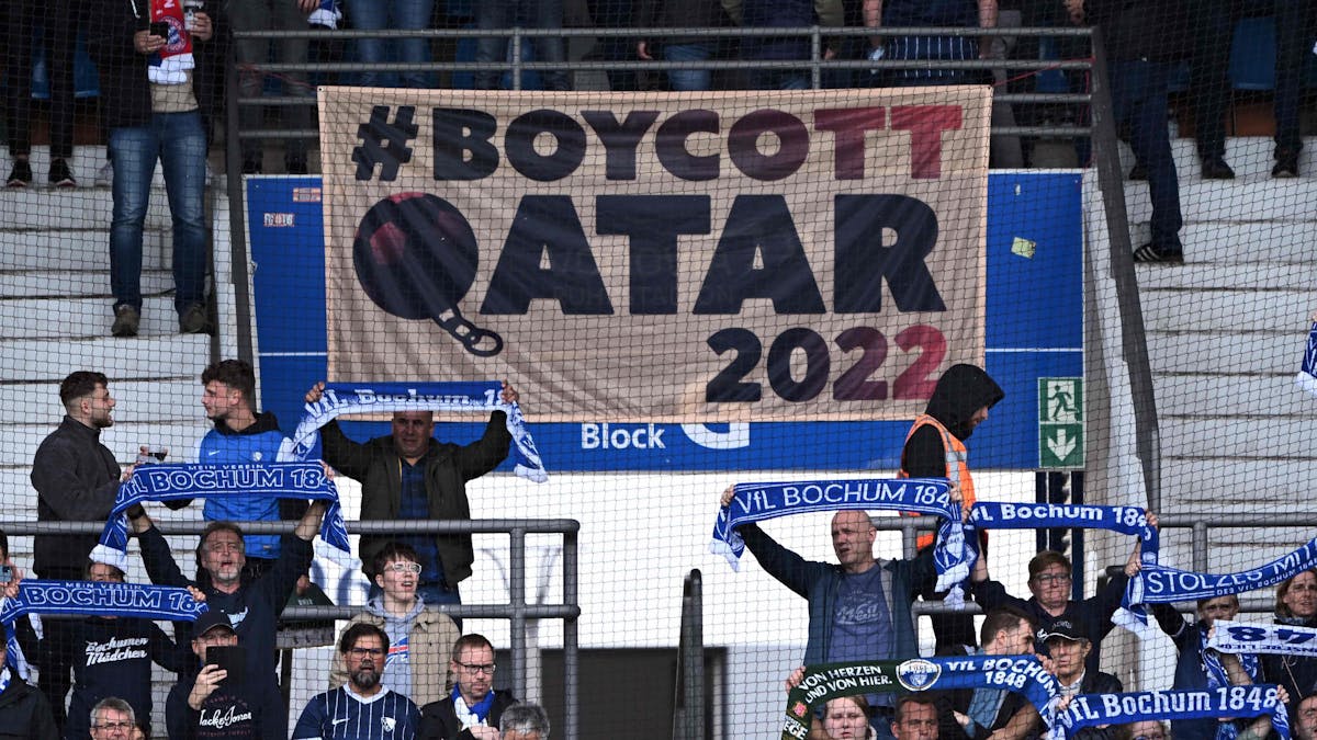 Ein Banner mit der eindeutigen Botschaft: „Boycott Qatar 2022“.