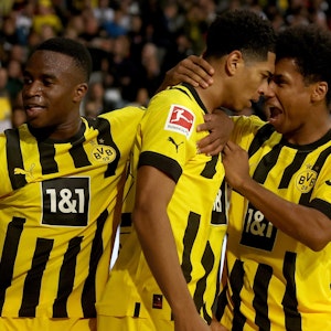 Die Spieler von Borussia Dortmund jubeln über ein Tor in der Bundesliga