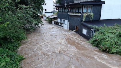 &nbsp;Hochwasser an der Leppe in Engelskirchen am Abend des 14. Juli 2021.