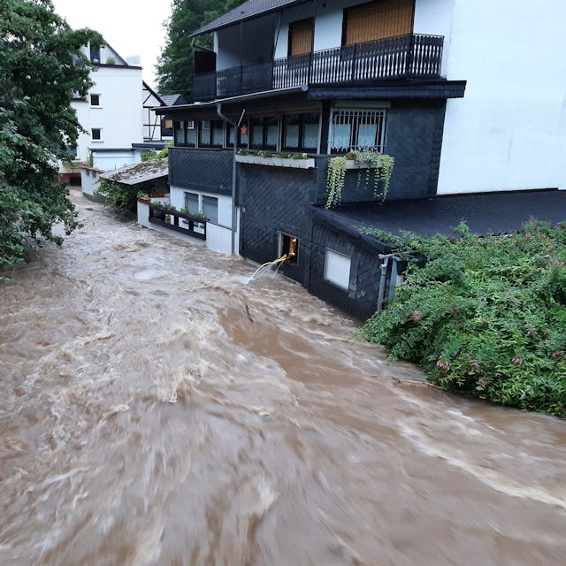 &nbsp;Hochwasser an der Leppe in Engelskirchen am Abend des 14. Juli 2021.