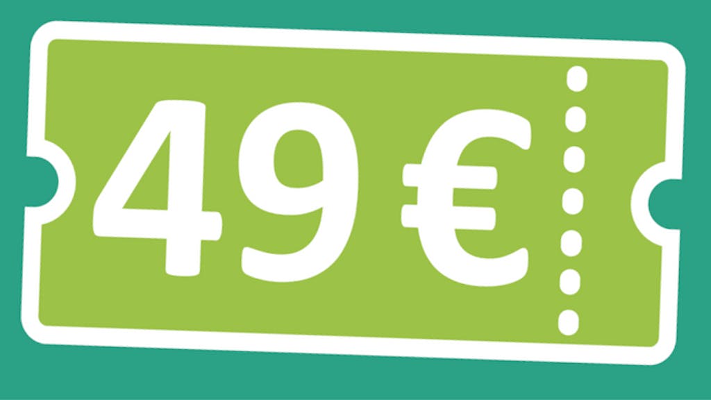 Ein Banner mit der Aufschrift 49 Euro.