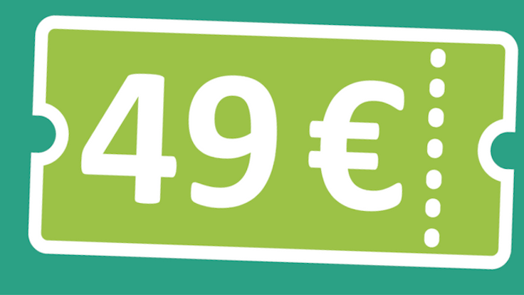 Ein Banner mit der Aufschrift 49 Euro.
