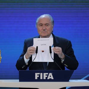 Sepp Blatter bei der Vergabe der Fußball-Weltmeisterschaften 2018 und 2022 im Jahr 2010