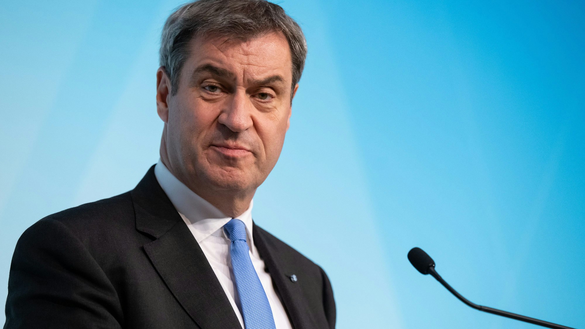 Markus Söder (CSU), Ministerpräsident von Bayern bei der Pressekonferenz zur Klausurtagung des Ministerrats.