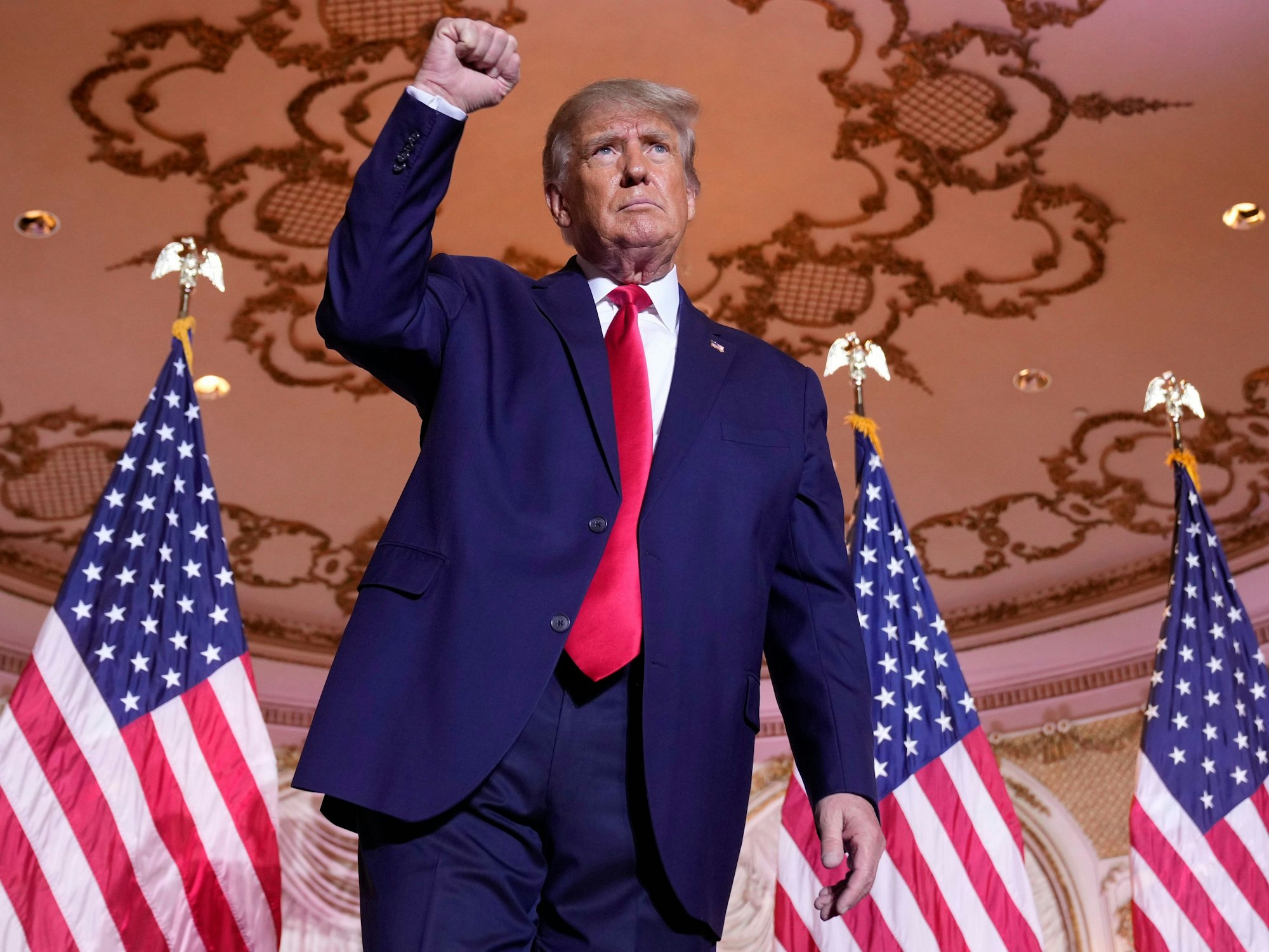 Donald Trump kurz nach der Bekanntgabe seiner Präsidentschaftskandidatur in Mar-a-Lago am 15. November.