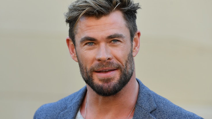 Schauspieler Chris Hemsworth bei einer Pressekonferenz im April 2021.
