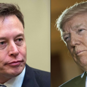 Fotomontage von Elon Musk und Donald Trump