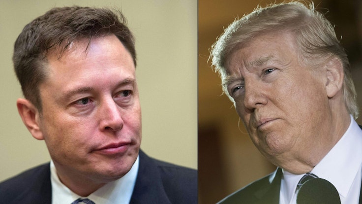 Fotomontage von Elon Musk und Donald Trump