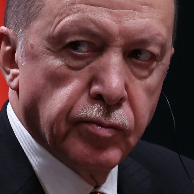 Der türkische Präsident Recep Tayyip Erdoganin der Nahaufnahme während einer Pressekonferenz