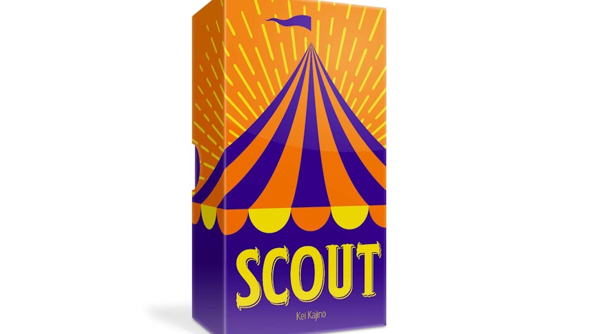 lila-orange Verpackung des Spiels „Scout"
