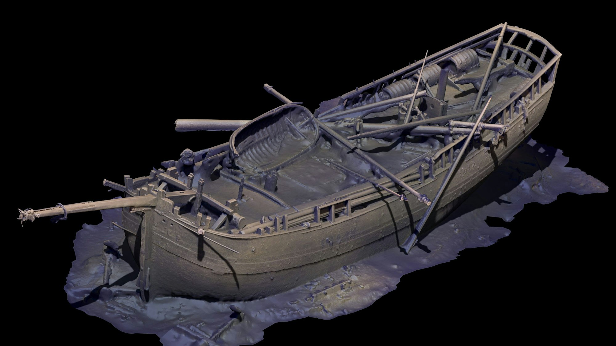 Die Computersimulation zeigt ein Schiffswrack