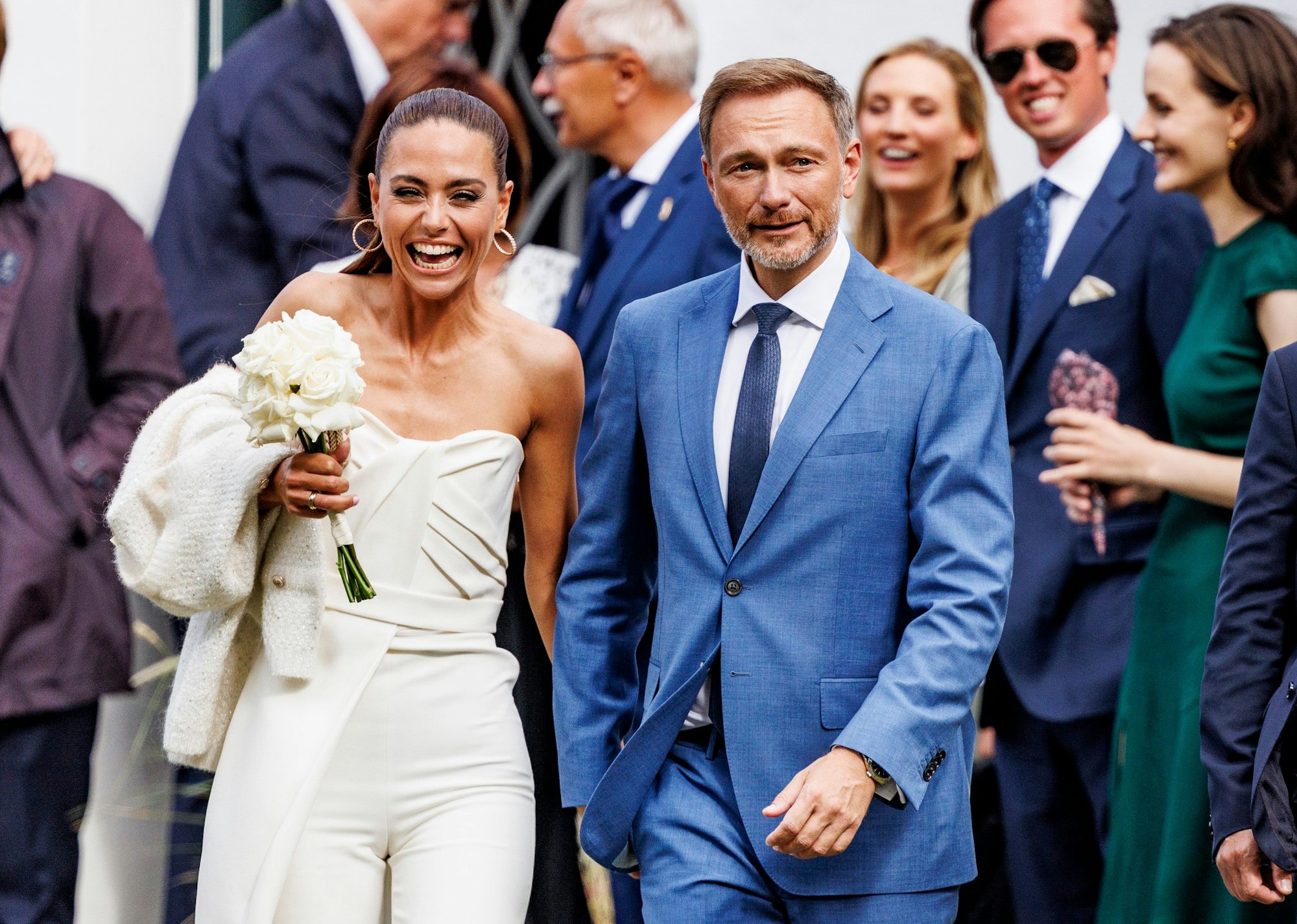 Bundesfinanzminister Christian Lindner (FDP) und seine Lebensgefährtin Franca Lehfeldt bei ihrer Hochzeit 2022.