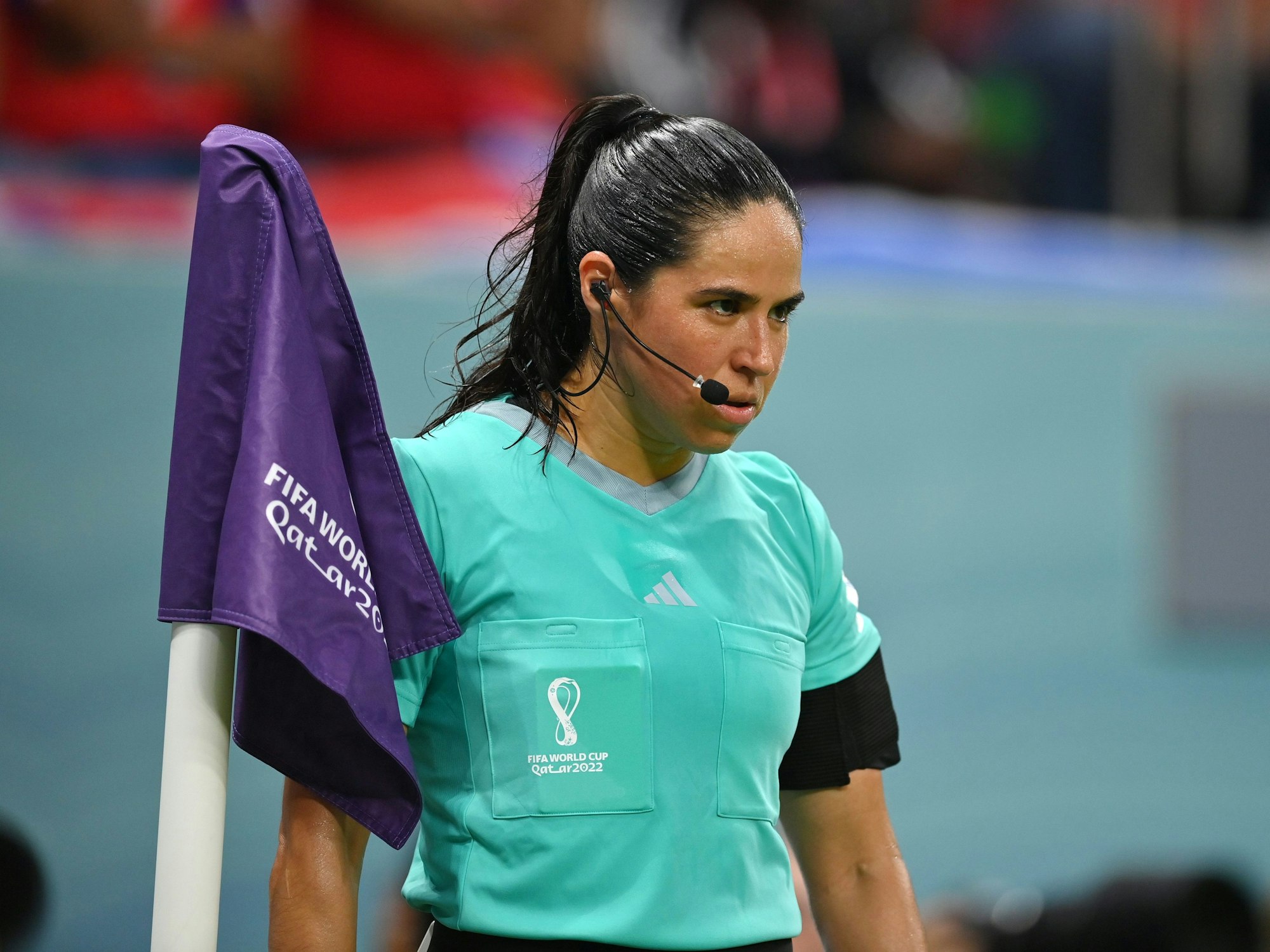 Linienrichterin Karen Diaz im WM-Spiel zwischen Deutschland und Costa Rica am 1. Dezember 2022.