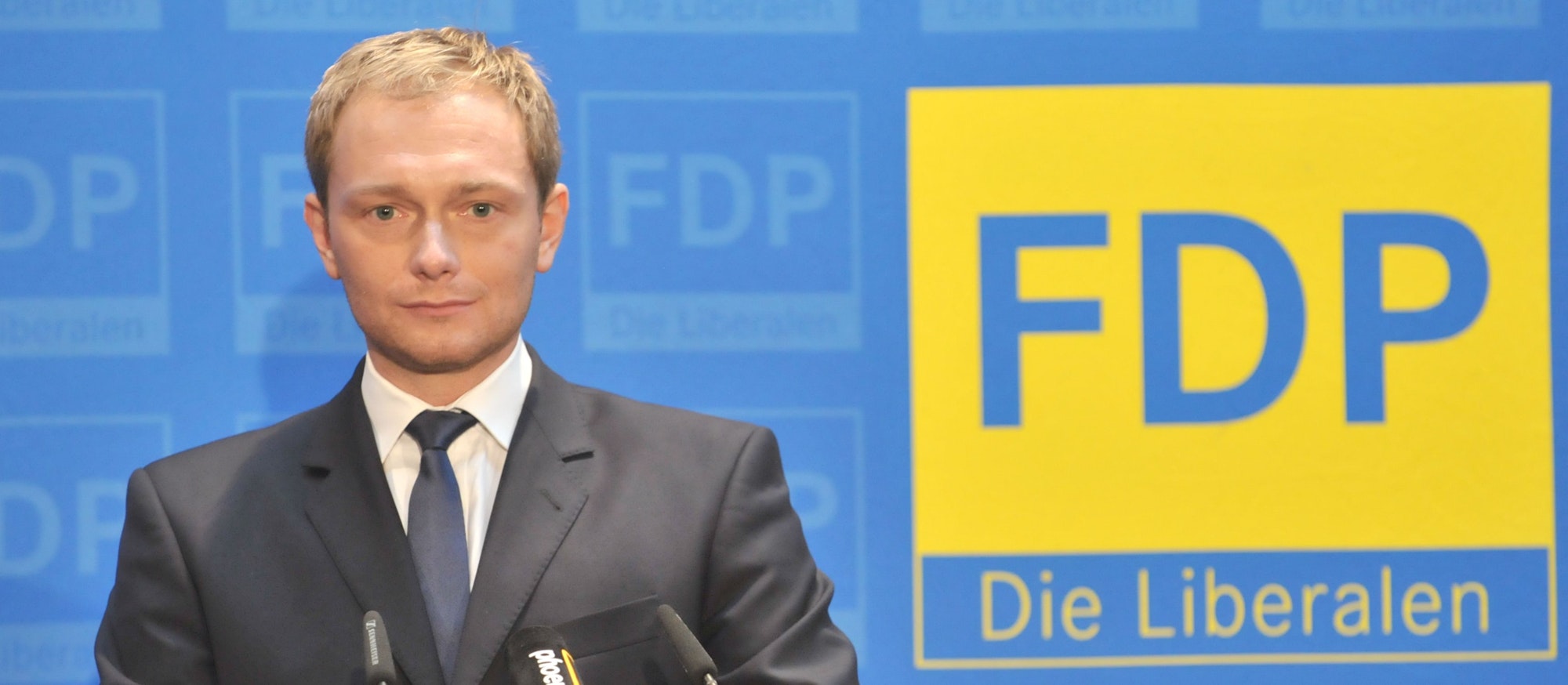 Christian Lindner nach seiner Wahl zum Generalsekretär der FDP 2010 in Berlin.