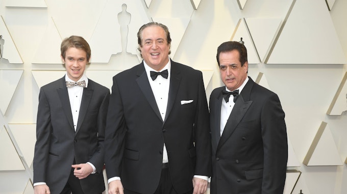 Nick Vallelonga (links) und Frank Vallelonga (rechts) stehen bei den 91st Academy Awards auf dem Roten Teppich.
