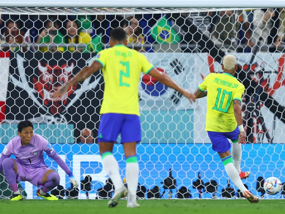 Neymar erzielt das Tor zum 2:0 für Brasilien im WM-Achtelfinale gegen Südkorea.