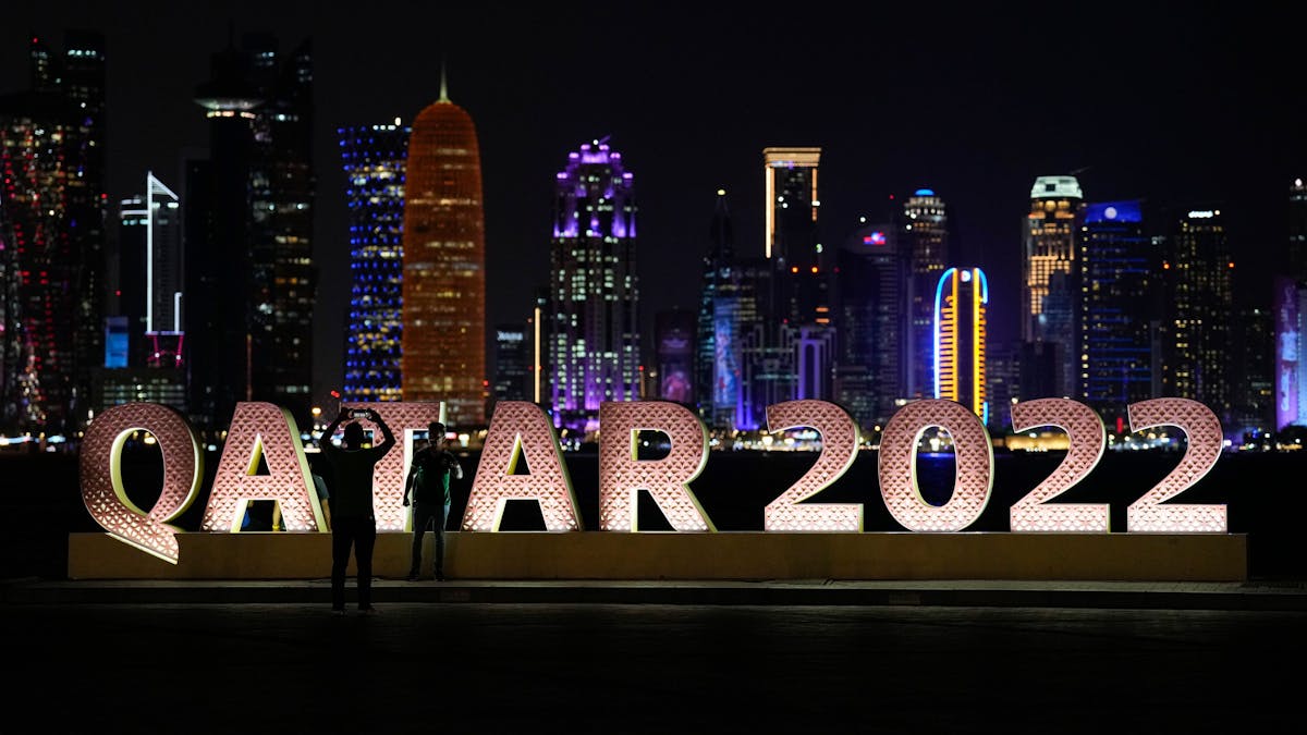 Der „Qatar 2022“- Schriftzug während der WM.&nbsp;