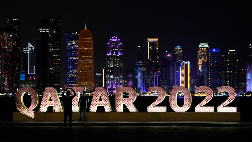 Der „Qatar 2022“- Schriftzug während der WM.