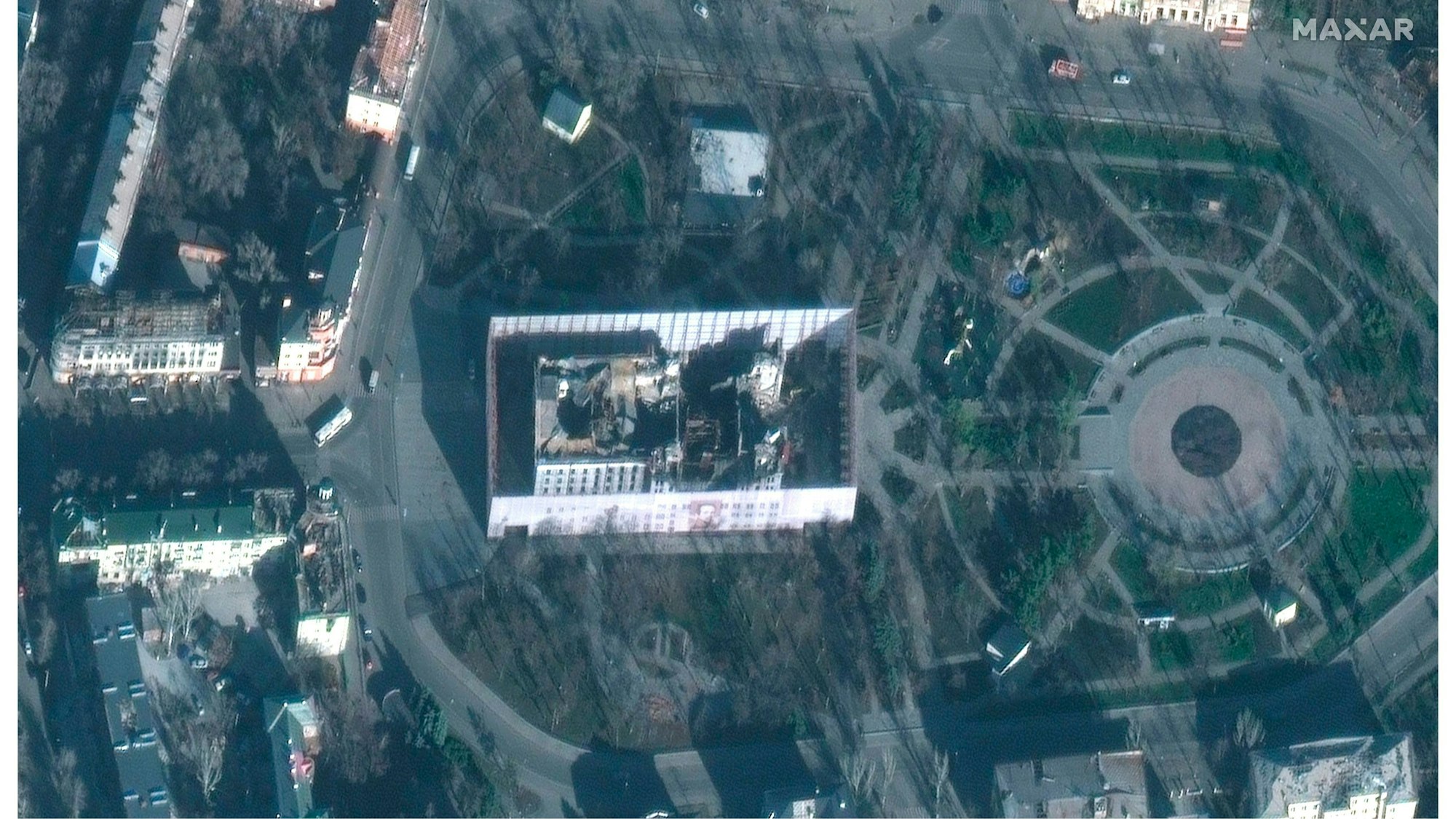 Das Theater von Mariupol auf einer Luftaufnahme vom 30. November 2022