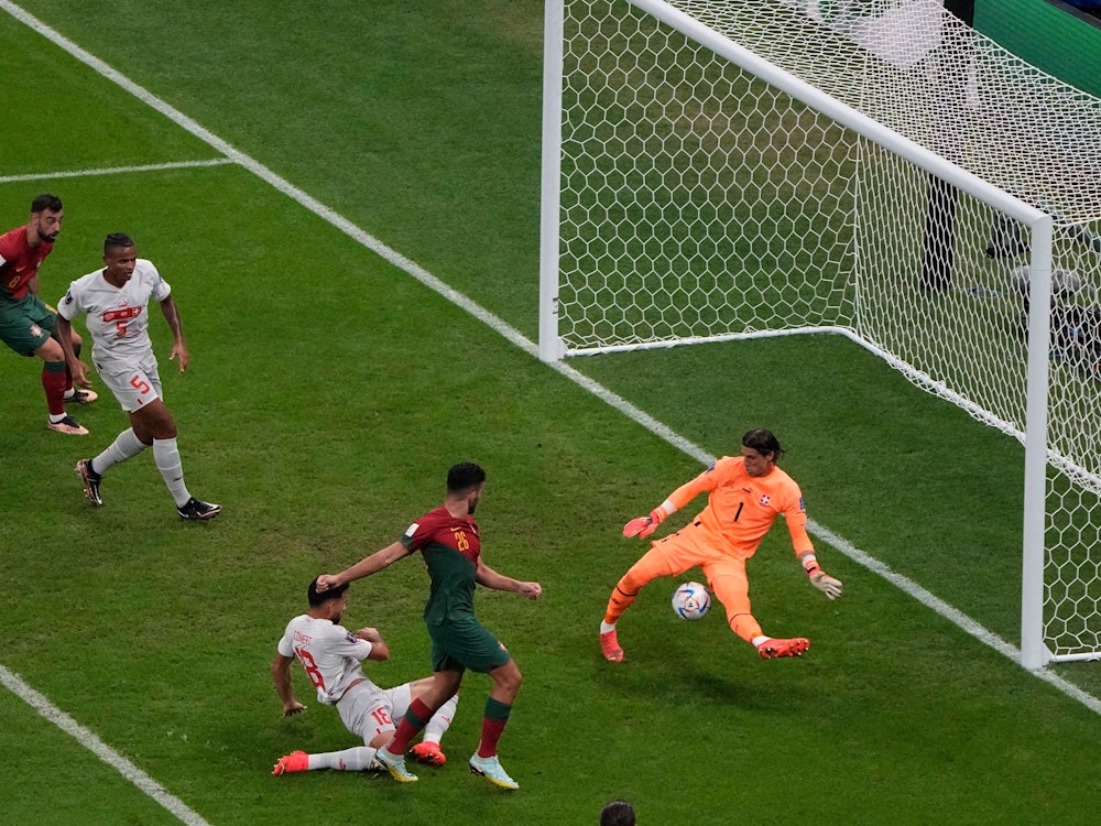Goncalo Ramos erzielt das Tor zum 3:0 für Portugal im WM-Achtelfinale gegen die Schweiz.