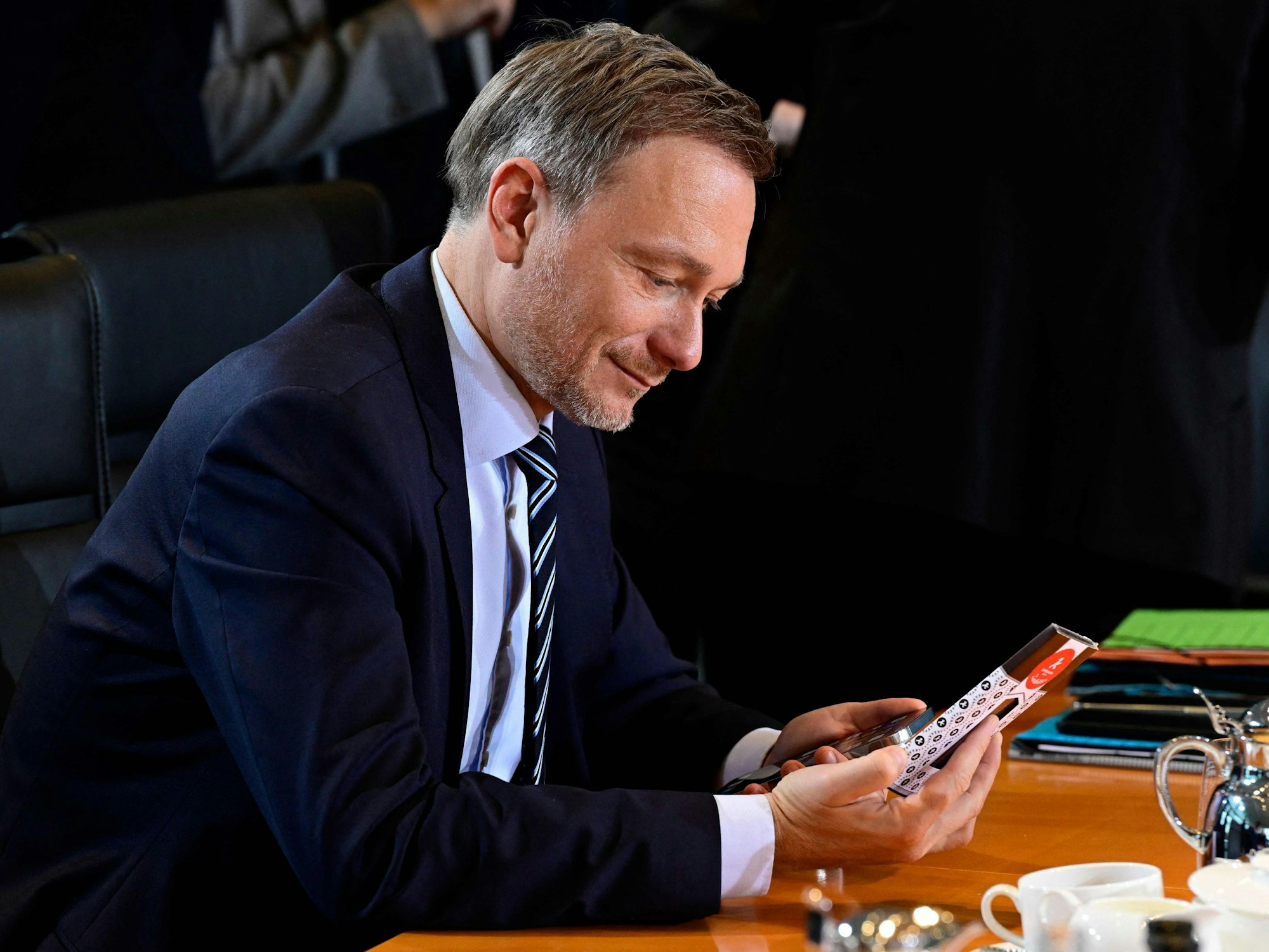 Christian Lindner bei der Sitzung des Bundeskabinetts im Bundeskanzleramt.