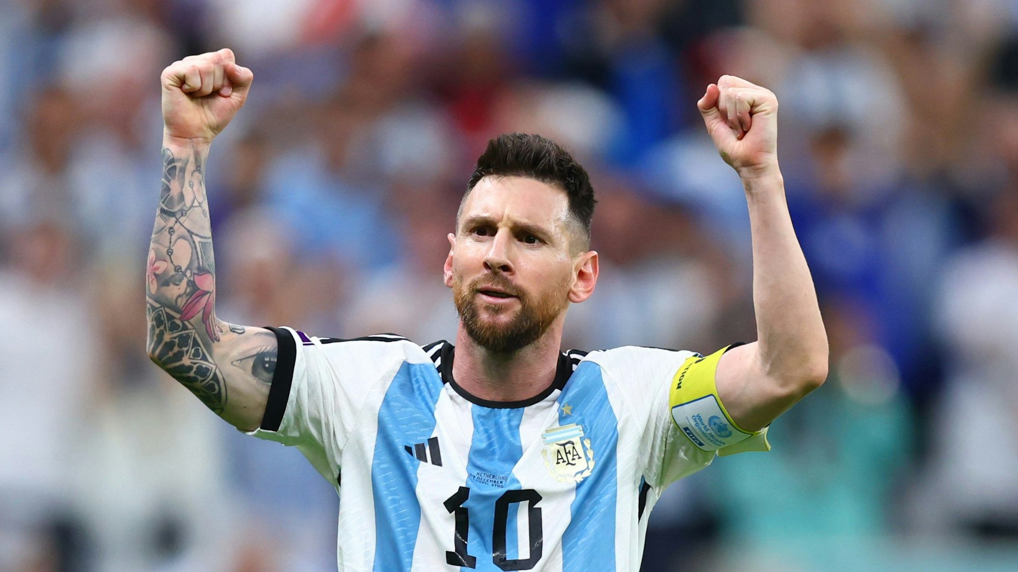 Lionel Messi jubelt im WM-Viertelfinalspiel gegen die Niederlande.