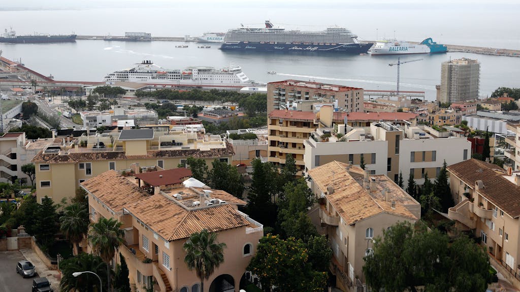 Ein Kreuzfahrtschiff legt im Hafen von Palma an.
