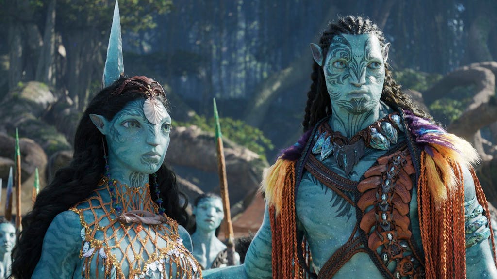 Ronal, Tonowari und der Metkayina-Clan in einer Szene von „Avatar – The Way of Water” von 2022.  2