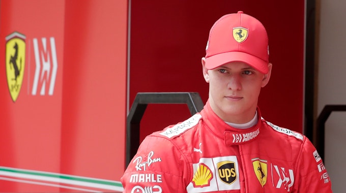 Mick Schumacher, Rennfahrer aus Deutschland, bei seiner ersten Testfahrt im Formel-1-Ferrari.&nbsp;