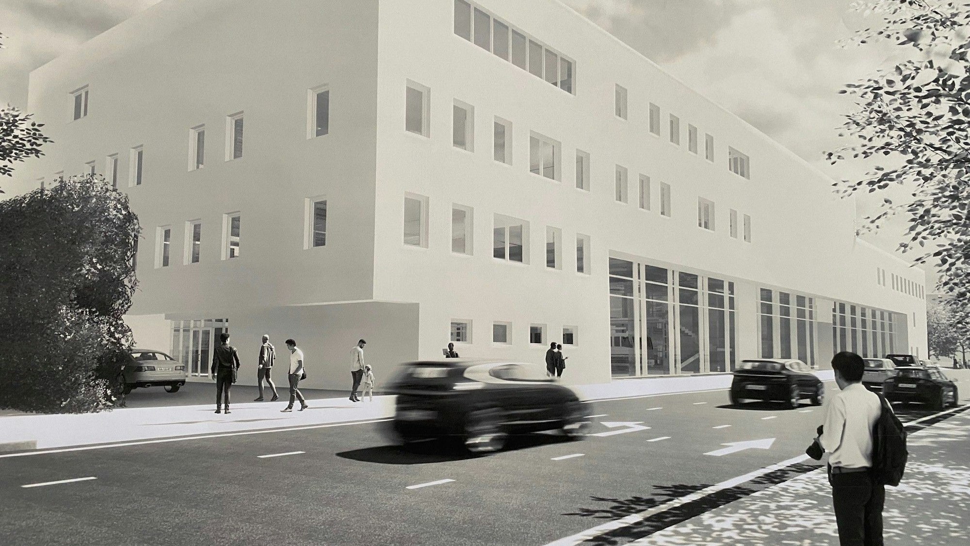 Eine Animation des Gebäudekomplexes der künftigen Brühler Feuerwache