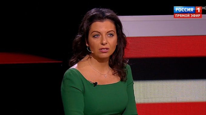Die russische Journalistin Margarita Simonowna Simonjan ist am 28. November im Sender „Rossjia 1“ zu sehen.