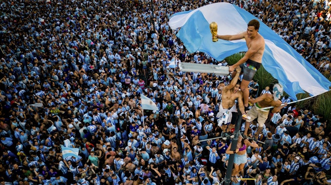 Argentinische Fans feiern den WM-Sieg in Buenos Aires