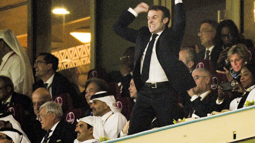 Frankreichs Präsident Emmanuel Macron jubelt während des WM-Finals.