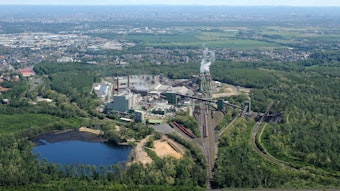 Brikettfabrik Wachtberg mit Anbindung zu Kohlebahn, Luftbild