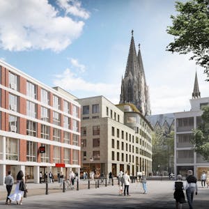 Entwurf für das neue Laurenz-Carré mit Senats-Hotel an der Straße Unter Goldschmied
