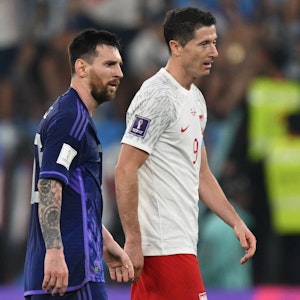 Lionel Messi und Robert Lewandowski bei der WM 2022.