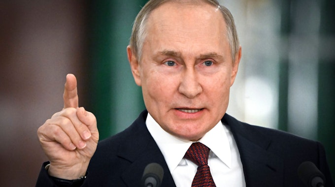 Wladimir Putin, Präsident von Russland, während einer Pressekonferenz Ende Dezember 2022 in Russland.