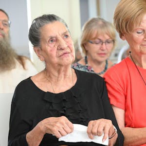 Philomena Franz auf dem Empfang zu ihrem 100. Geburtstag in Rösrath.