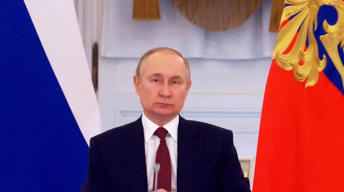 Wladimir Putin, Präsident von Russland, während einer Sitzung des Staatsrates im Kreml über die Umsetzung der Jugendpolitik.