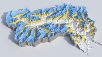 Sa­tel­li­ten­bil­der, die vom DLR am 21. Dezember veröffentlicht wurden, zei­gen den Schnee­man­gel in den ita­lie­ni­schen Al­pen, der derzeit zum einen für grüne Skipisten sorgt – zum anderen für einen Wassermangel im Rhein sorgen könnte.
