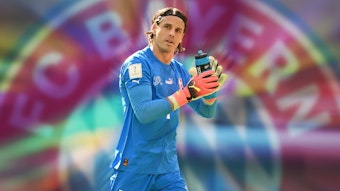 Was als Fotomontage begonnen hat, ist nun Realität: Keeper Yann Sommer wechselt von Fußball-Bundesligist Borussia Mönchengladbach zu Rekordmeister Bayern München. Zu sehen ist Yann Sommer mit einer Trinkflasche in den Händen, im Hintergrund erscheint das Bayern-München-Logo.