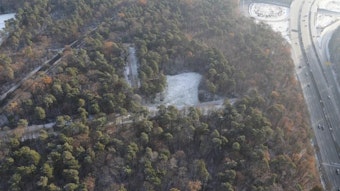 Ein Luftbild des Waldstücks inklusive der erwähnten Lichtung