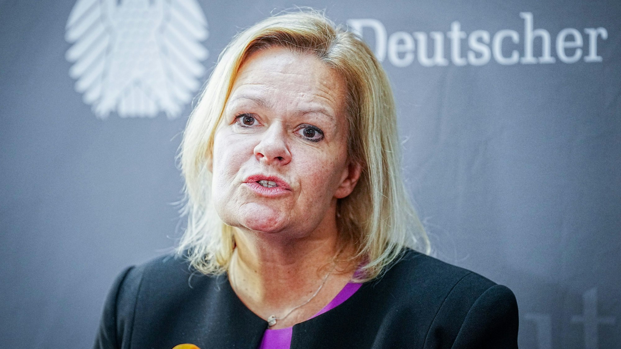 Nancy Faeser (SPD), Bundesministerin für Inneres und Heimat, gibt ein Pressestatement.